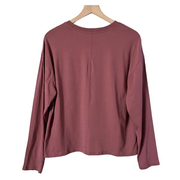 Pact Organic Cotton Long Sleeve Pocket Tee in Wine Red Size Large - Picture 3 of 4